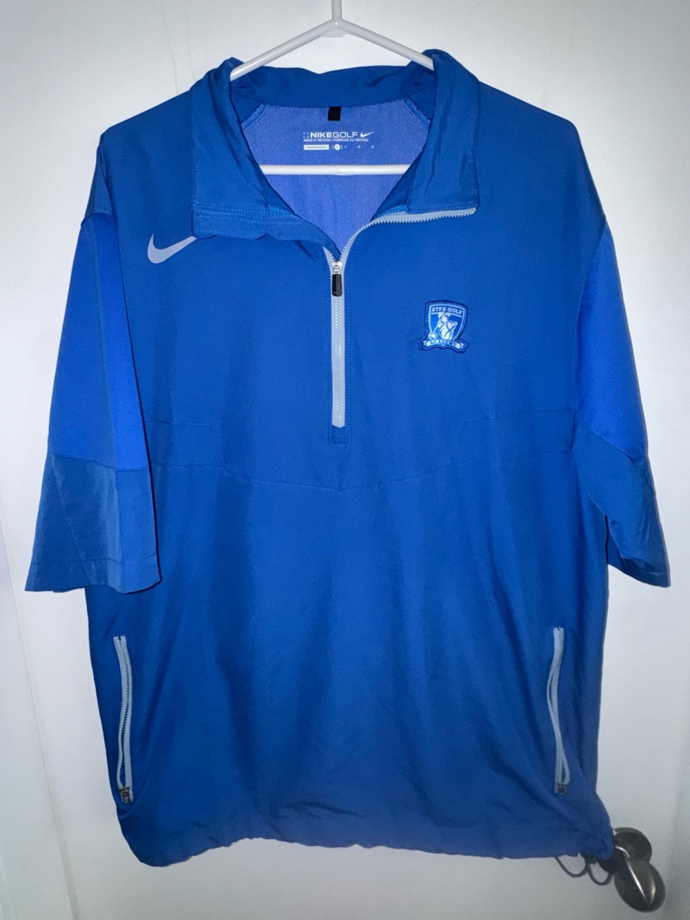 Nike Royal Blue Short-Sleeve Quarter-Zip Golf Wind Breaker with ST.FX Crest